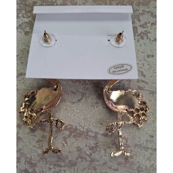 Noir Pink & Red Crystal Flamingo Dangling Stud Earrings - Picture 4 of 4